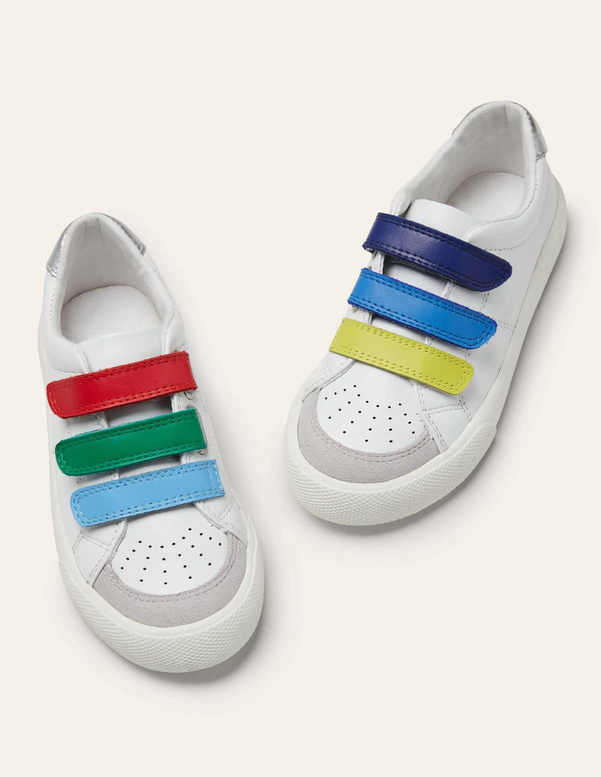 3 Strap Low Top Trainers-White Rainbow