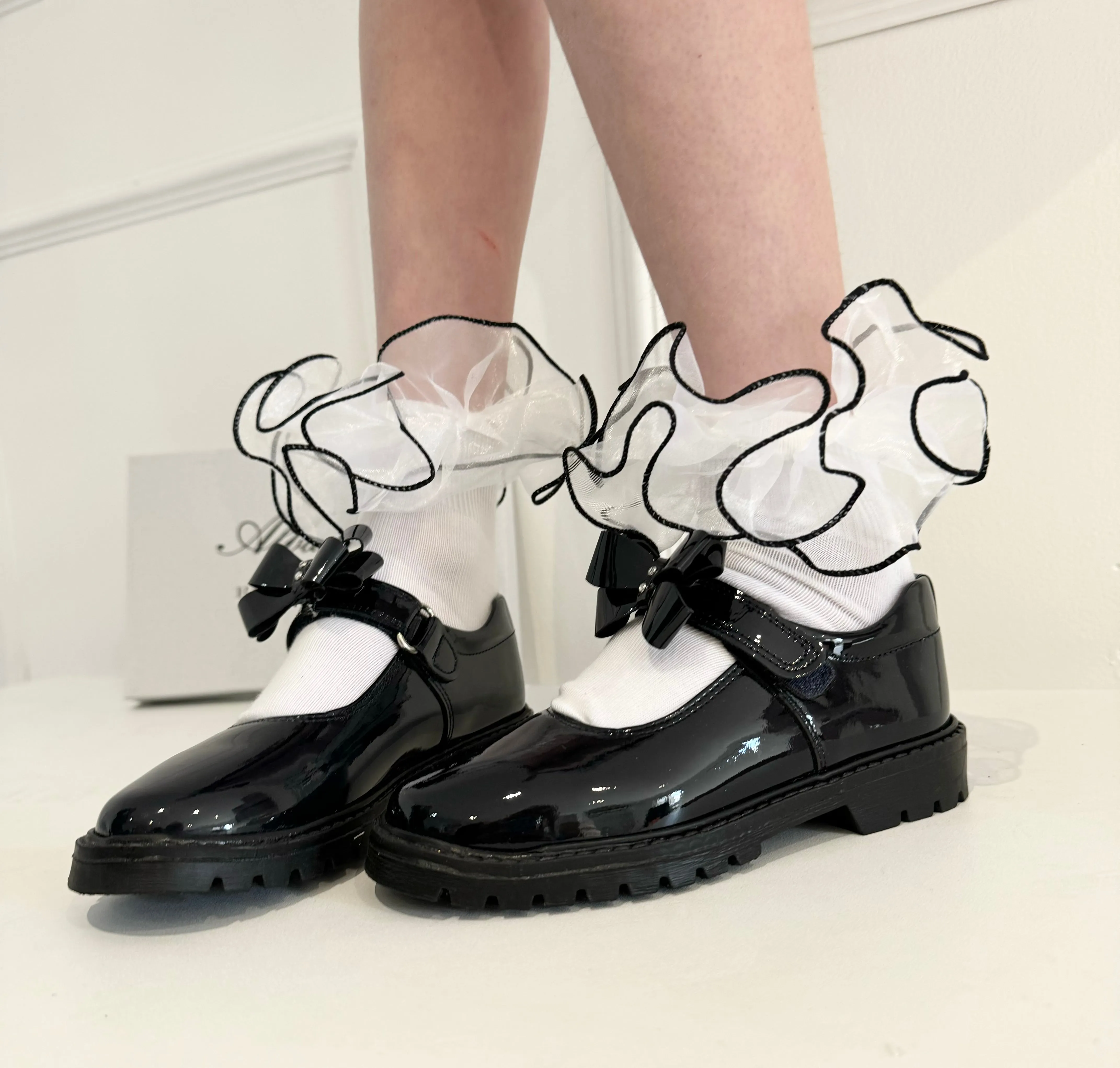 6258 Black School Shoe  - Chunky