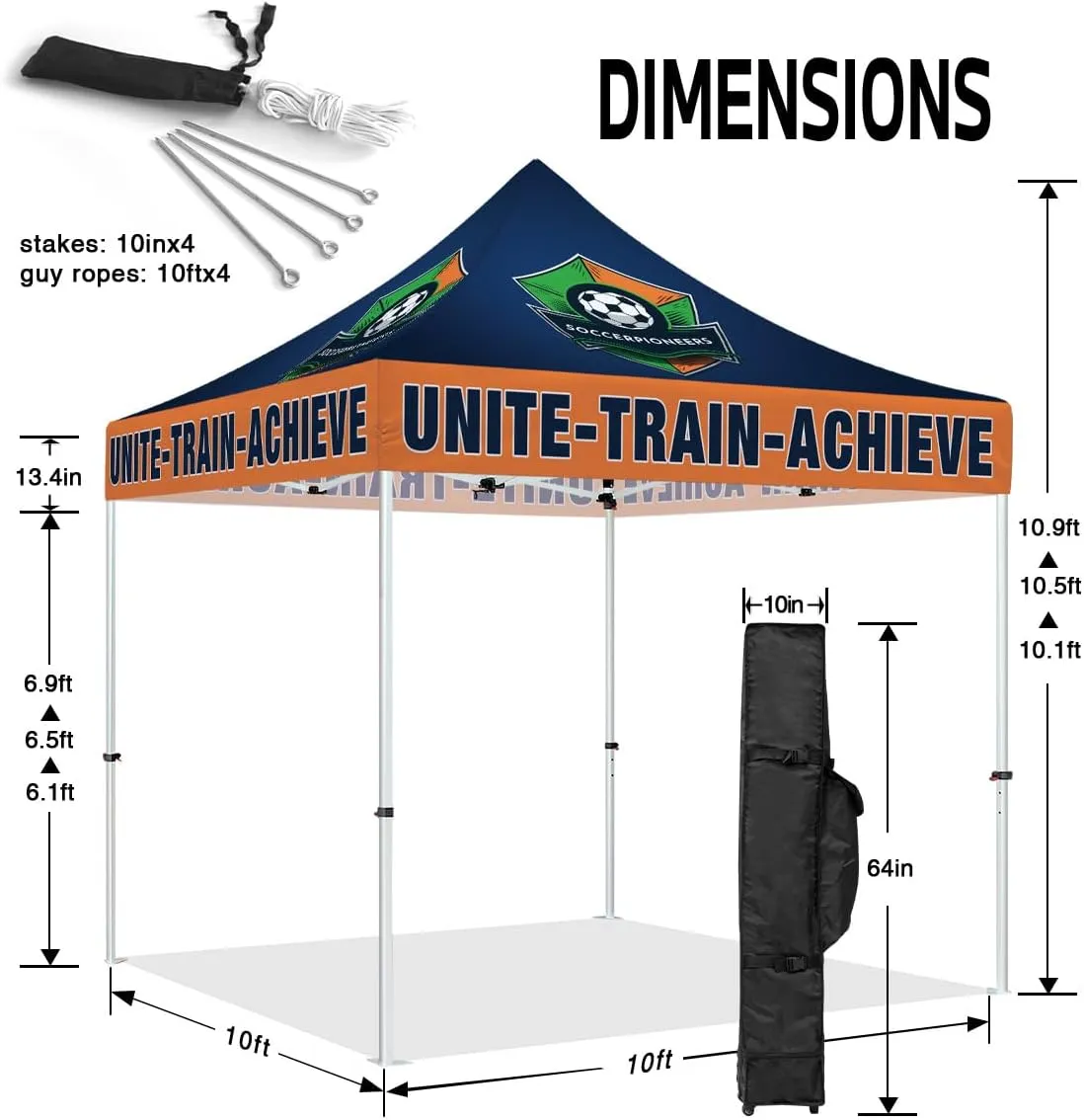 ABLEM8CANOPY UNITE TRAIN ACHIEVE 10x10 Soccer Tent for Soccer Games