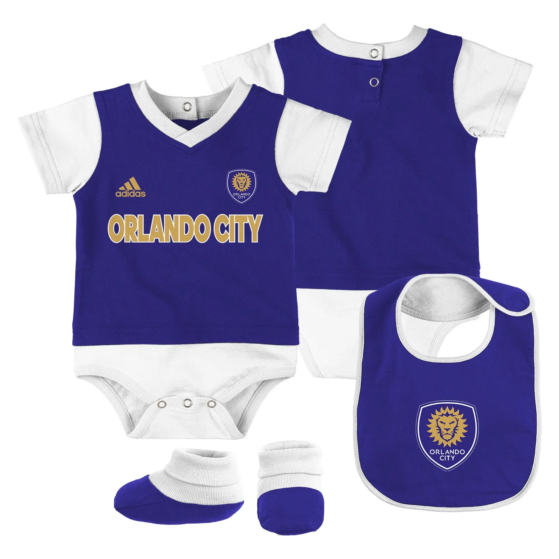 Adidas Soccer MLS Infants Orlando City SC Creeper Bib & Booty Set, Purple