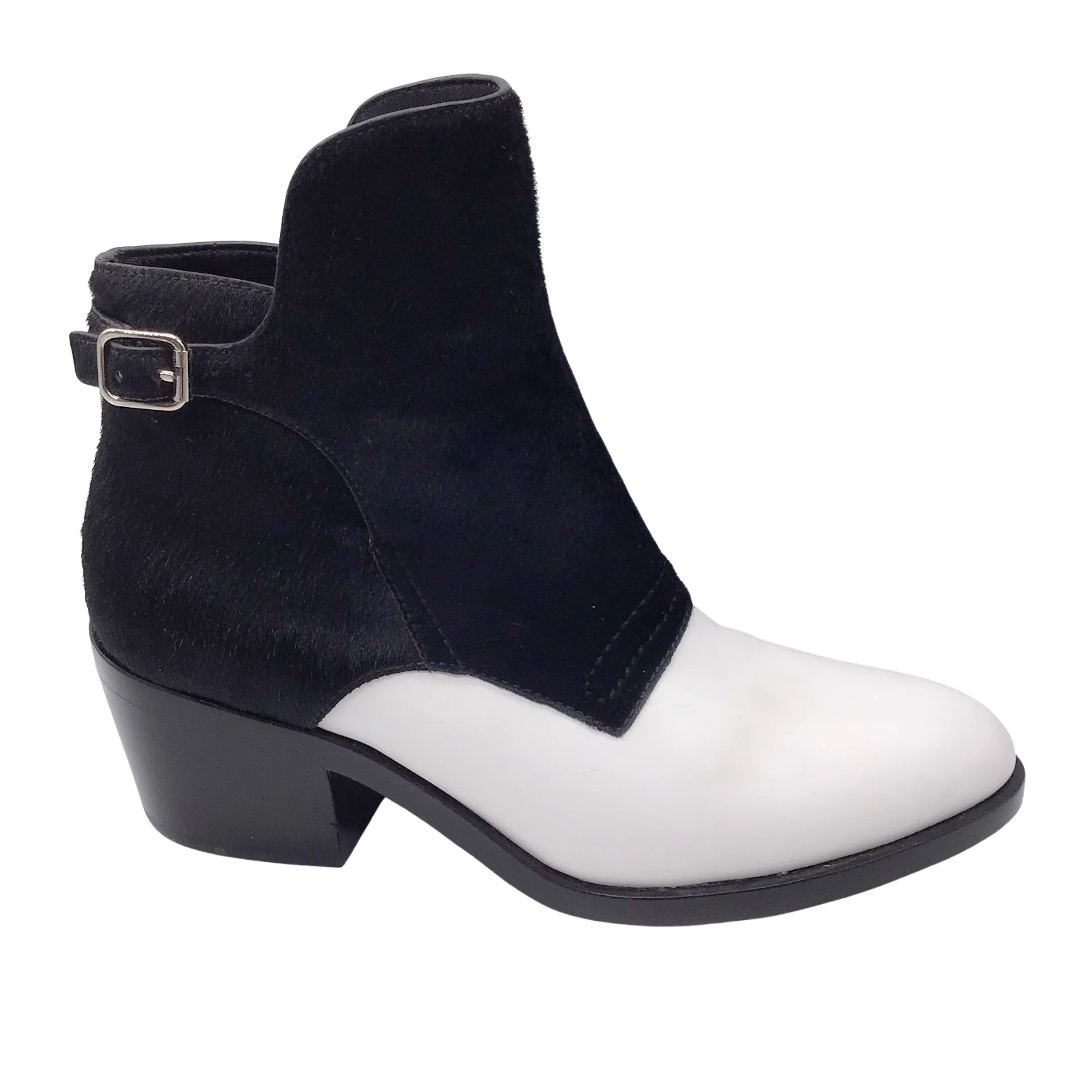 Alexander Wang White / Black Leather and Calf Hair Boots