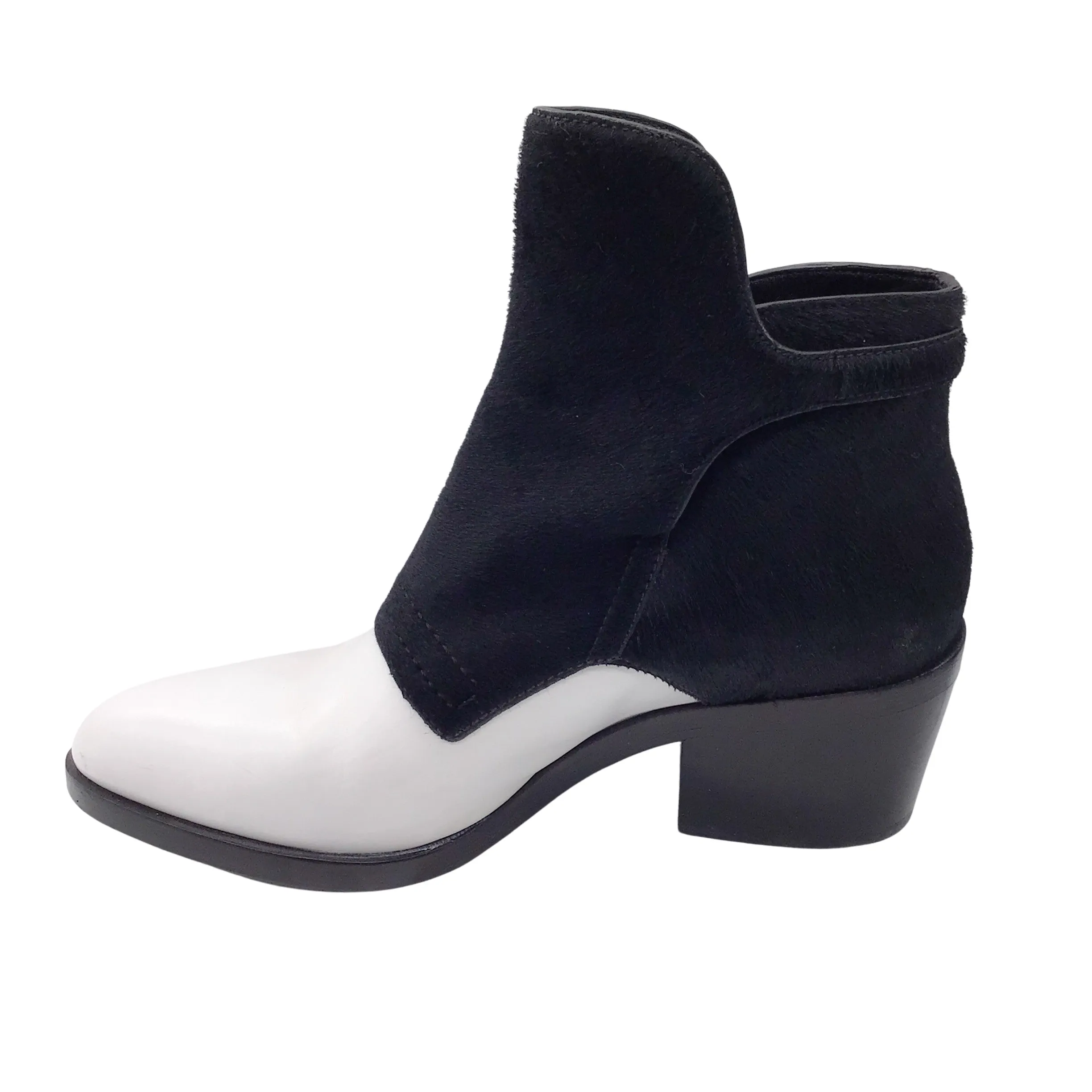 Alexander Wang White / Black Leather and Calf Hair Boots