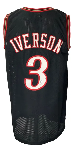 Allen Iverson Signed Custom Black Pro-Style Basketball Jersey JSA