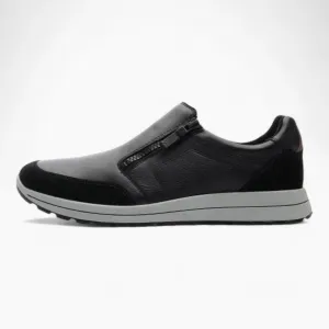 Ara Men's Black Leather Slip-On Shoes – Comfort & Practical Design