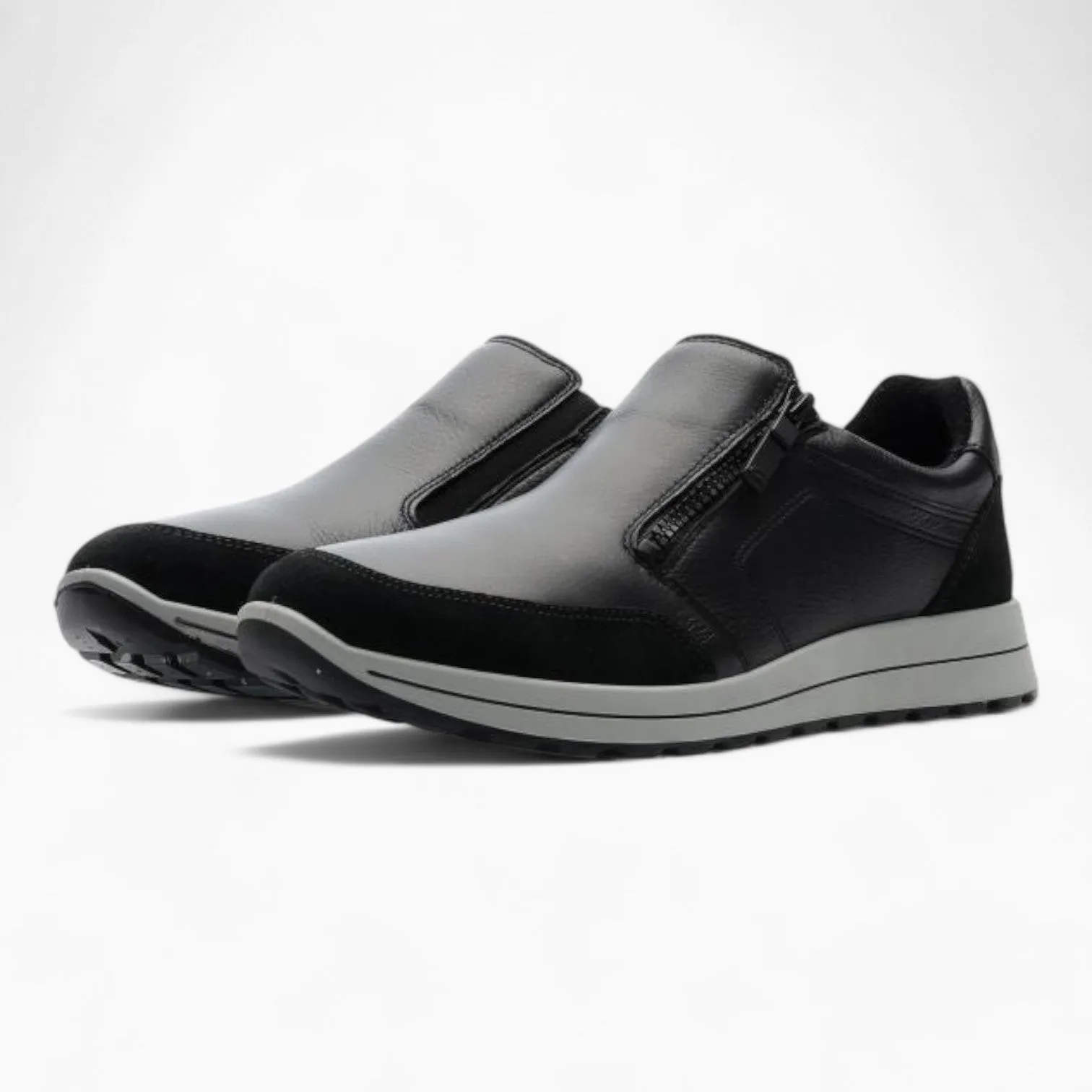 Ara Men's Black Leather Slip-On Shoes – Comfort & Practical Design