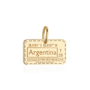 Argentina Passport Stamp Charm Charm Solid Gold