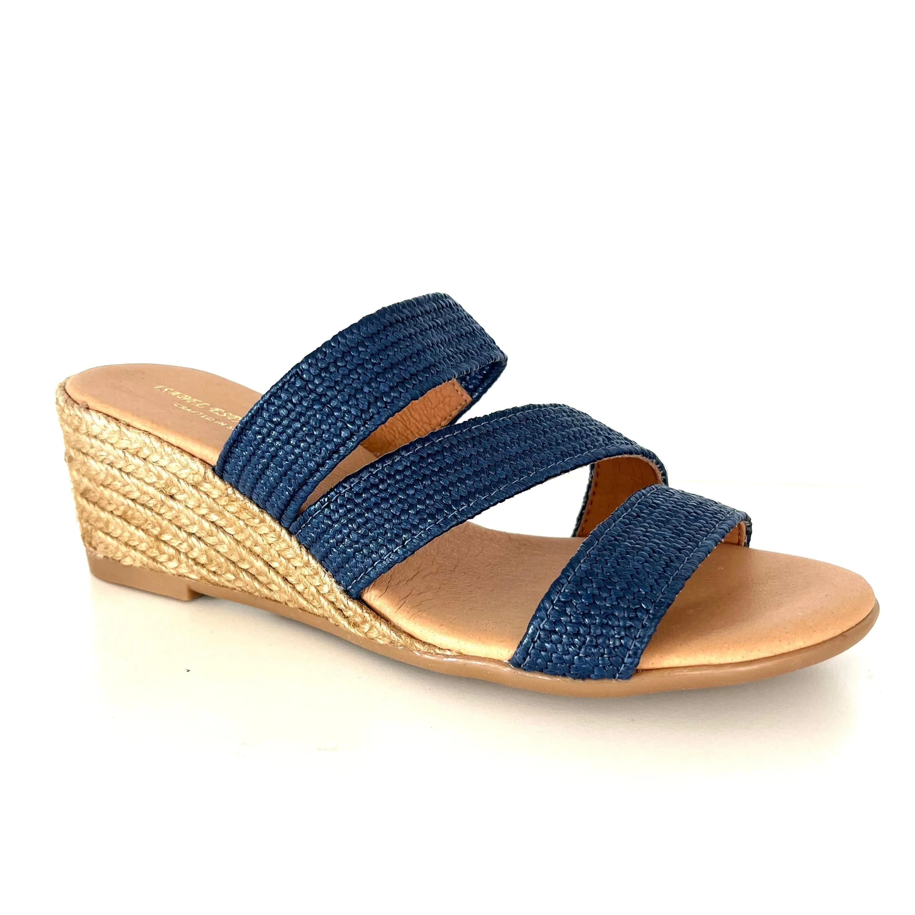 Babbs - The Raffia Elastic 3 Band Espadrille in Navy