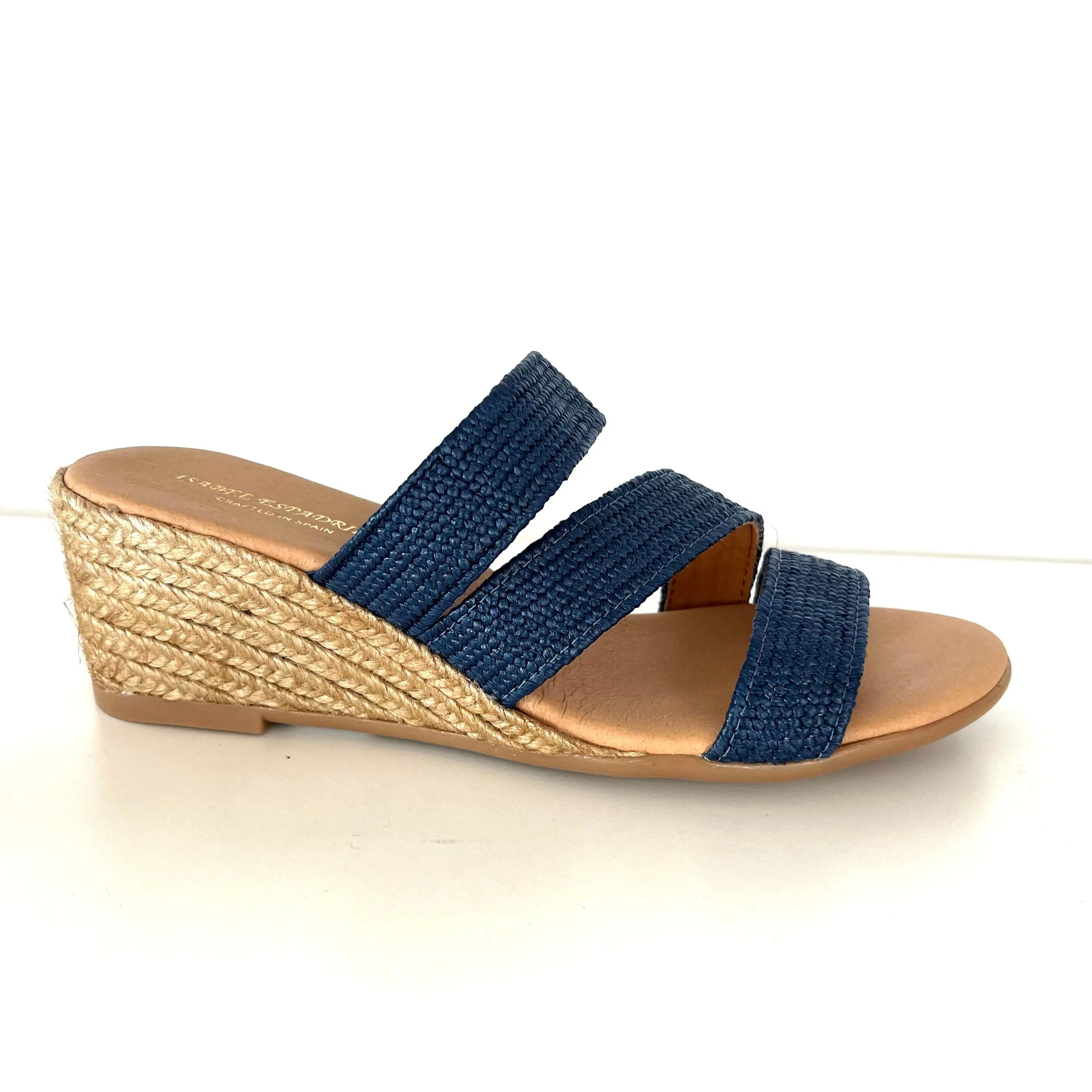 Babbs - The Raffia Elastic 3 Band Espadrille in Navy