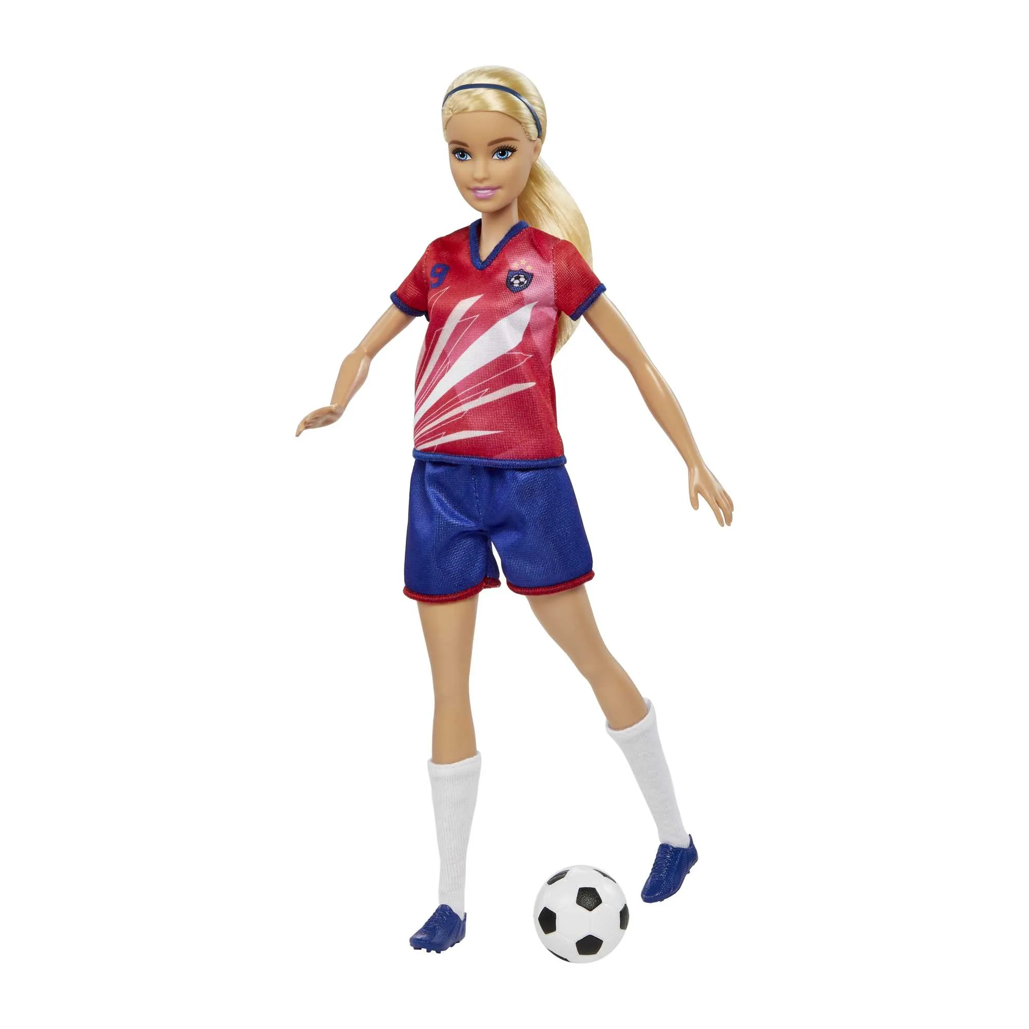 Barbie Soccer Doll, Blonde, #9 Uniform, Soccer Ball, Cleats,  Socks, 3 & Up