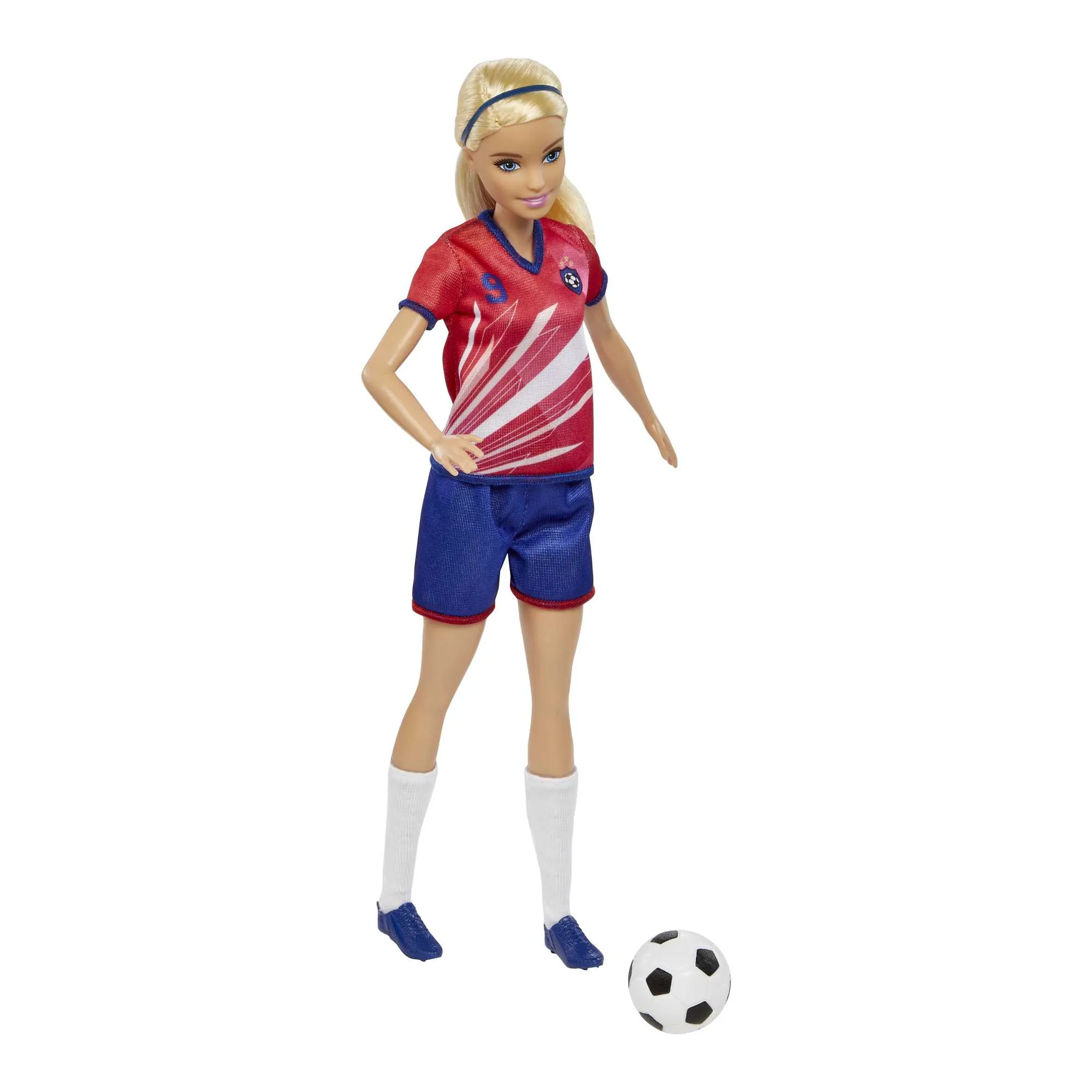 Barbie Soccer Doll, Blonde, #9 Uniform, Soccer Ball, Cleats,  Socks, 3 & Up