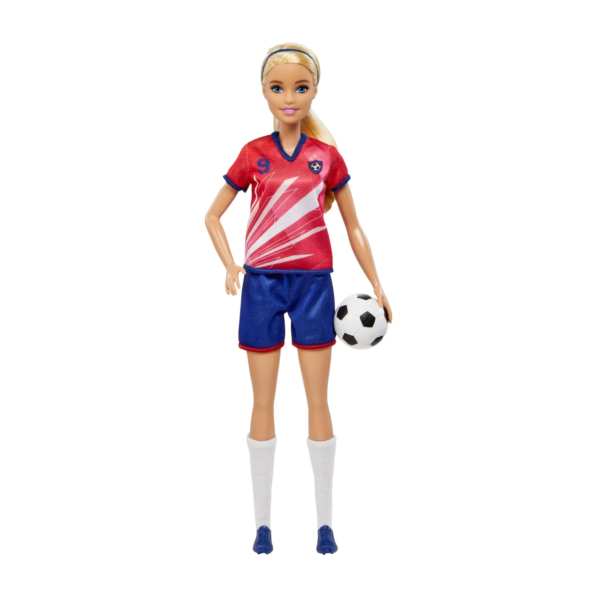 Barbie Soccer Doll, Blonde, #9 Uniform, Soccer Ball, Cleats,  Socks, 3 & Up