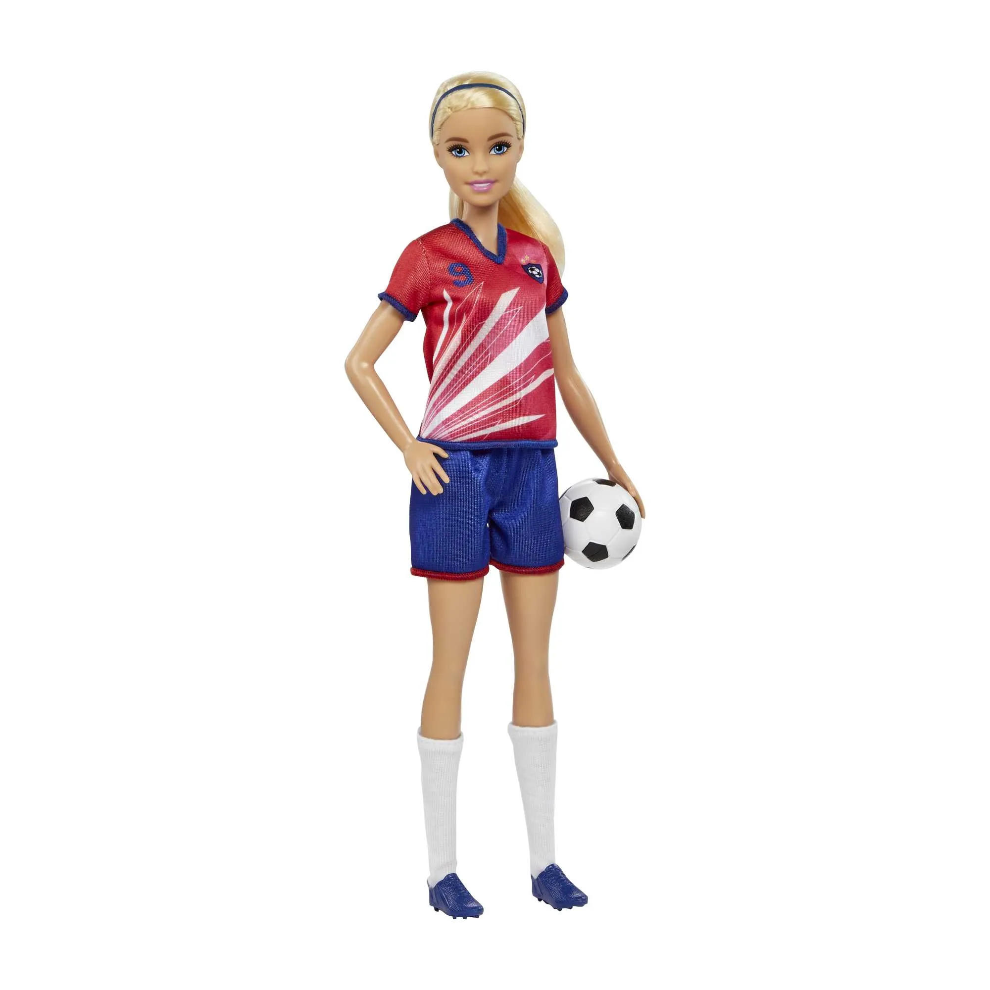 Barbie Soccer Doll, Blonde, #9 Uniform, Soccer Ball, Cleats,  Socks, 3 & Up