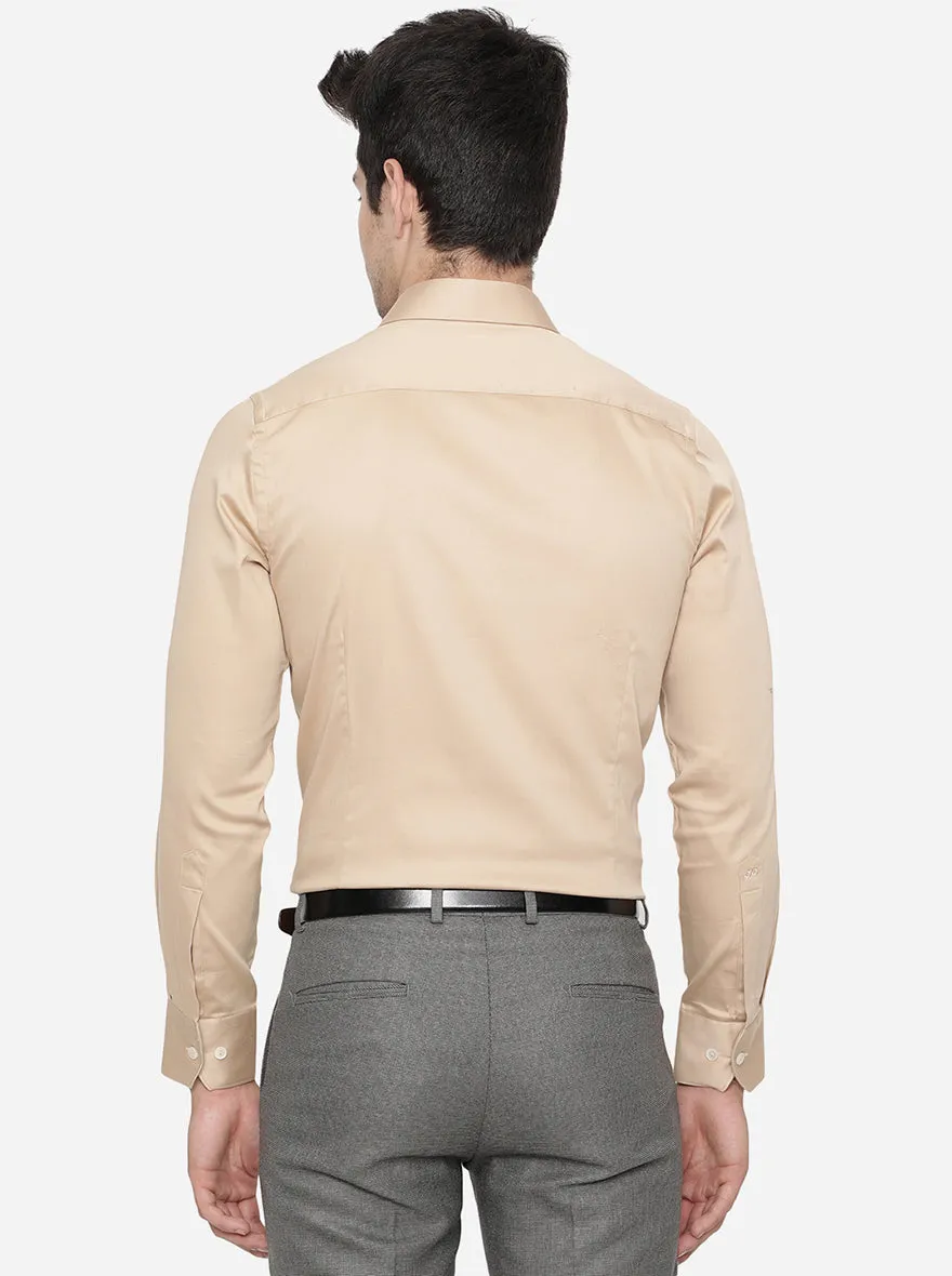 Beige Solid Slim Fit Party Wear Shirt | Wyre