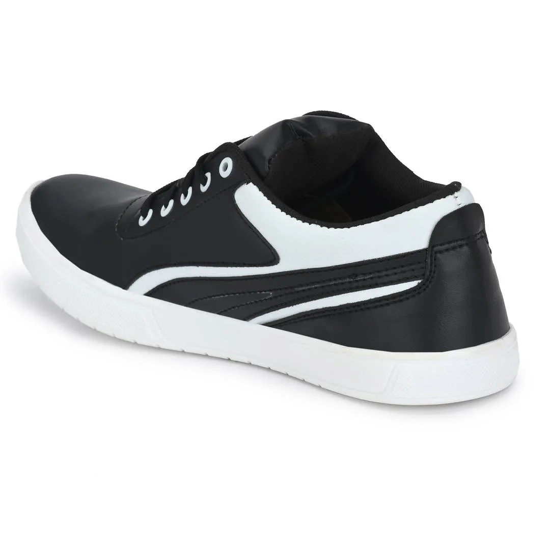 Black & White Lace-Up Self Design Casual Shoes For Men's