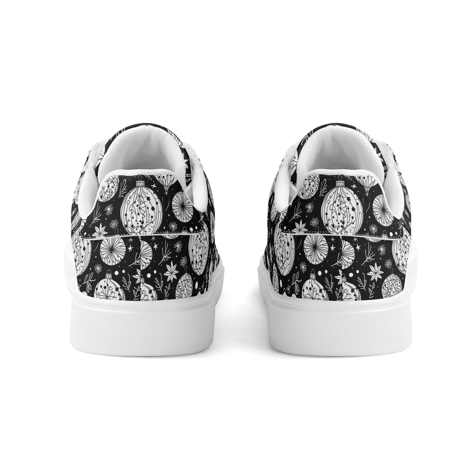 Black and White Ornament Adult Lightweight Brand Low Top Leather Shoes