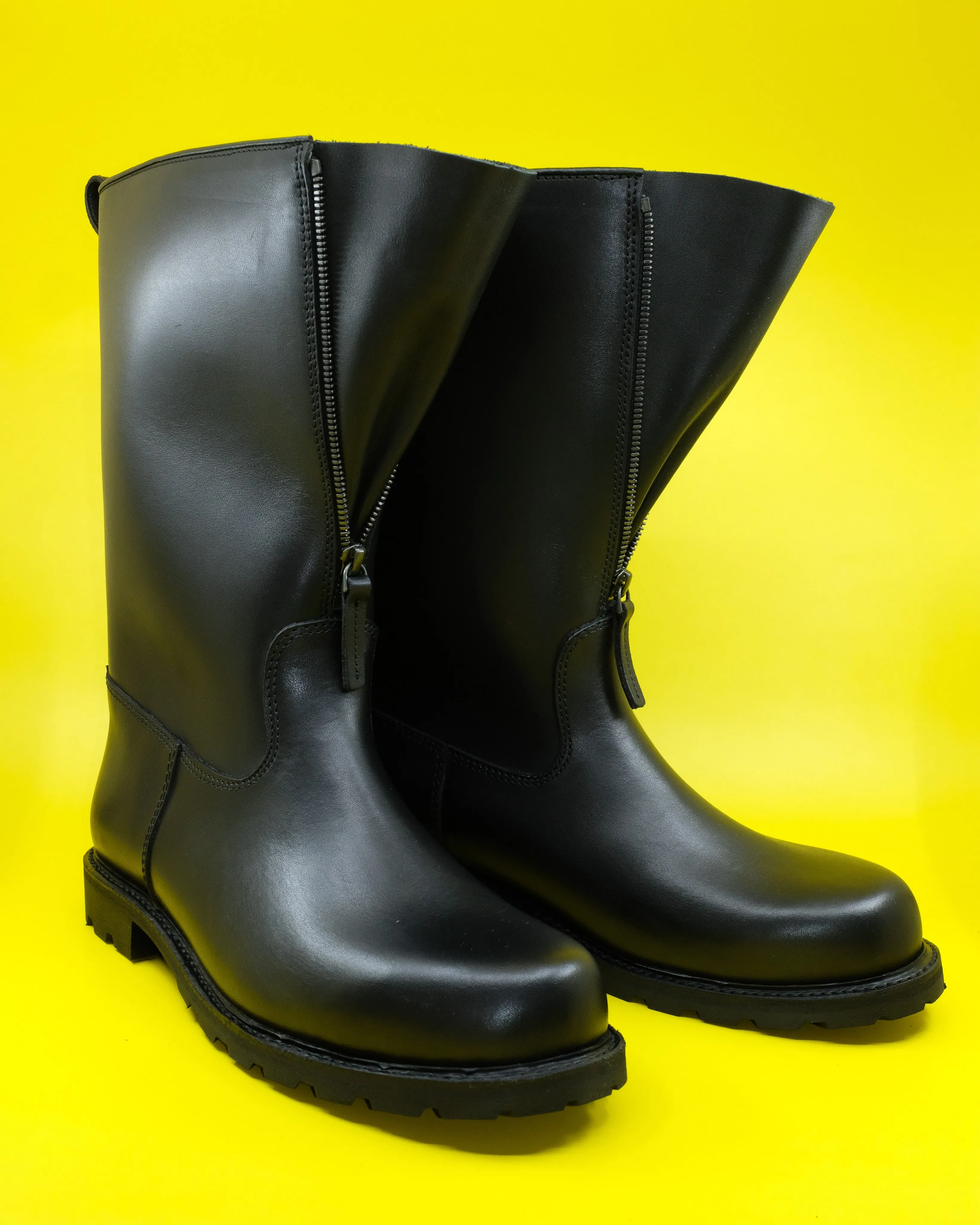 Black Leather Tractor Boots