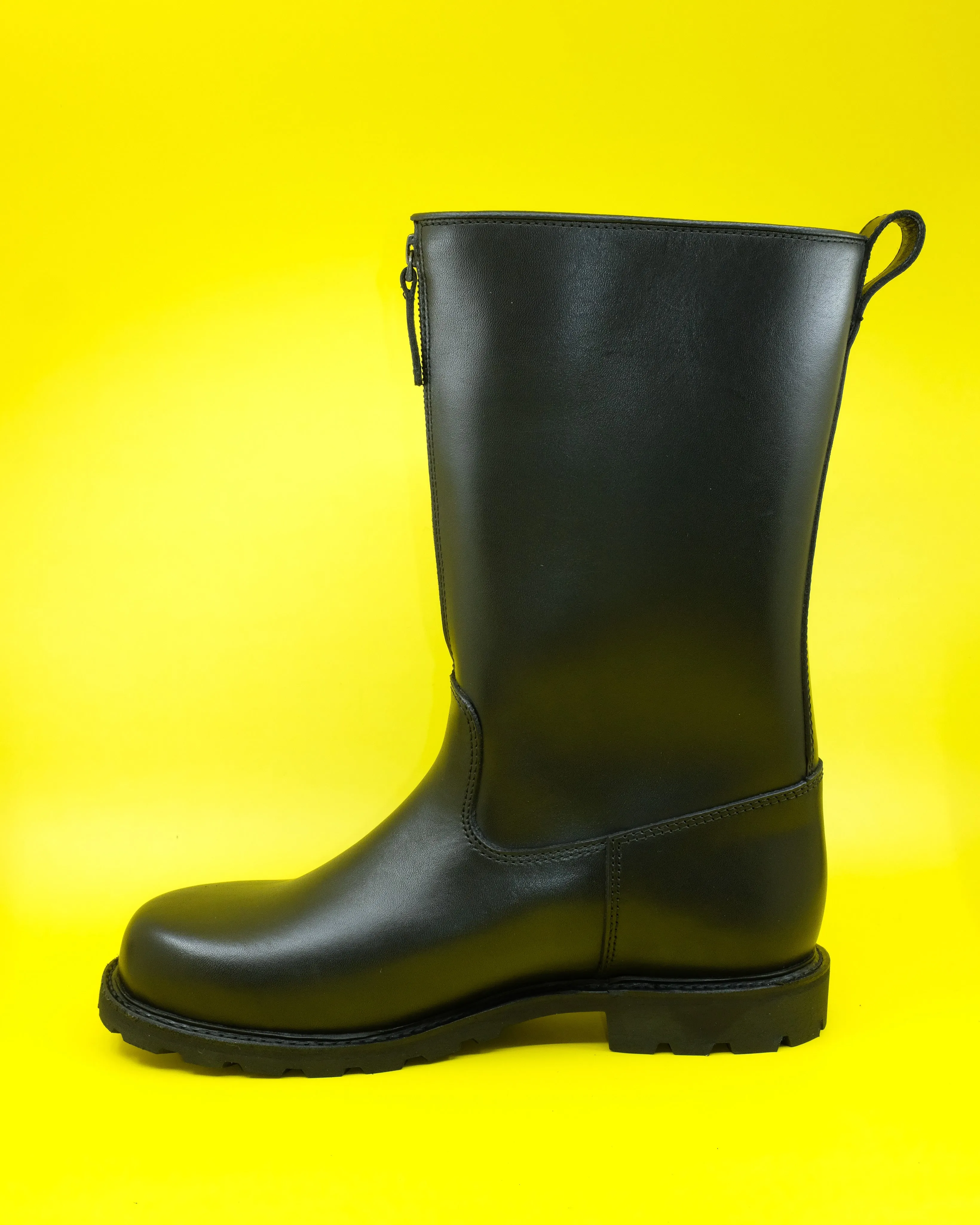 Black Leather Tractor Boots