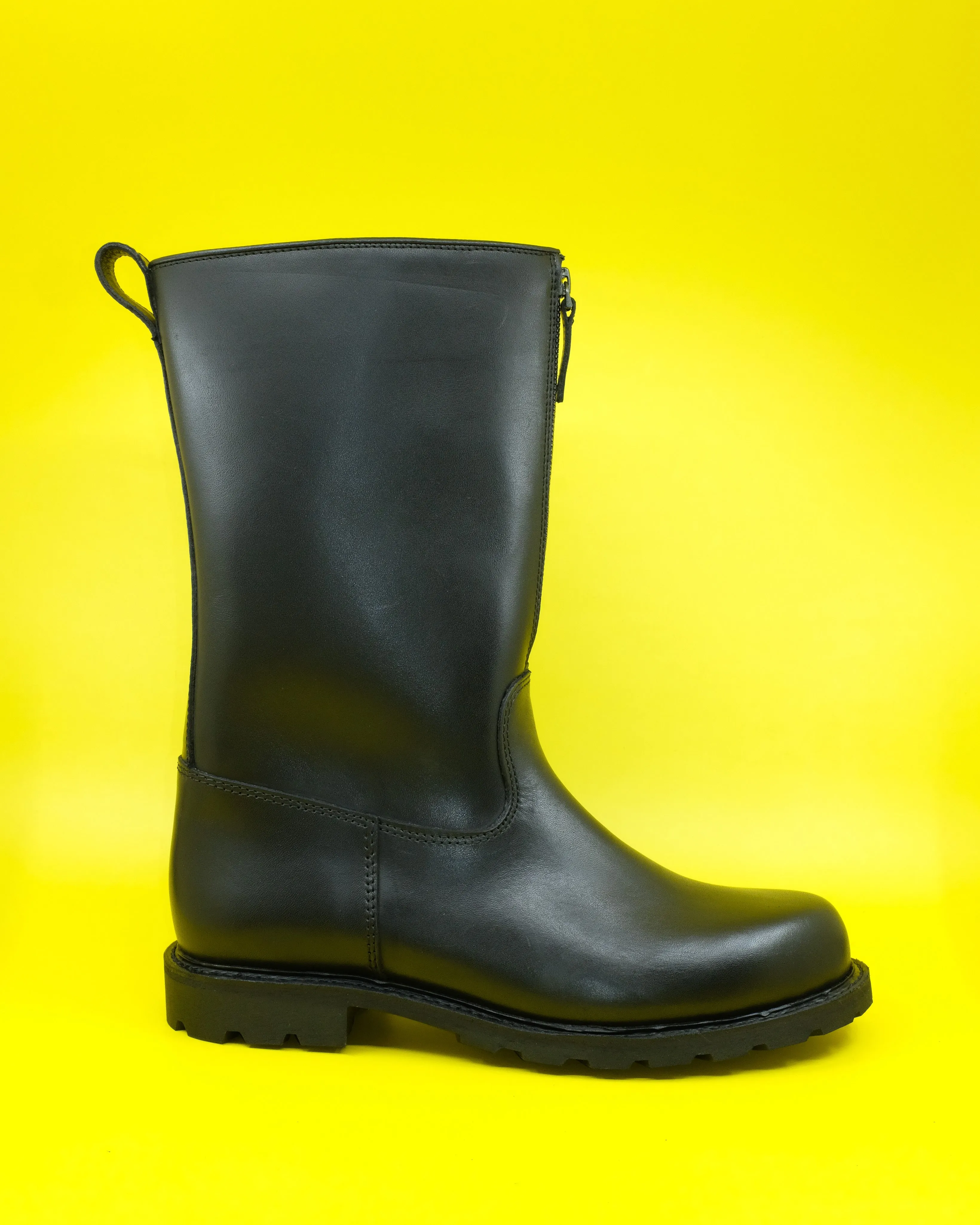 Black Leather Tractor Boots