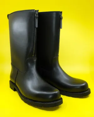 Black Leather Tractor Boots