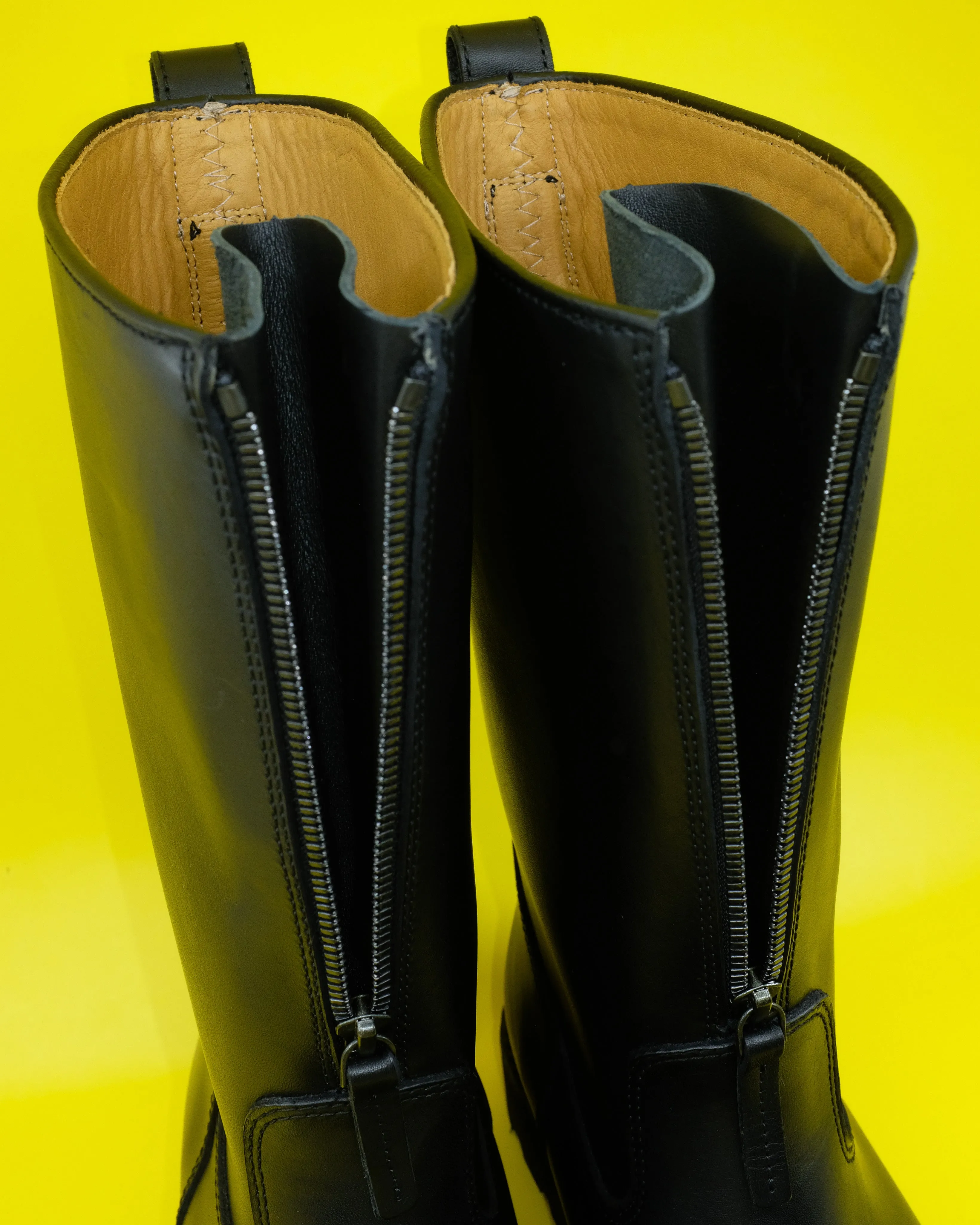 Black Leather Tractor Boots