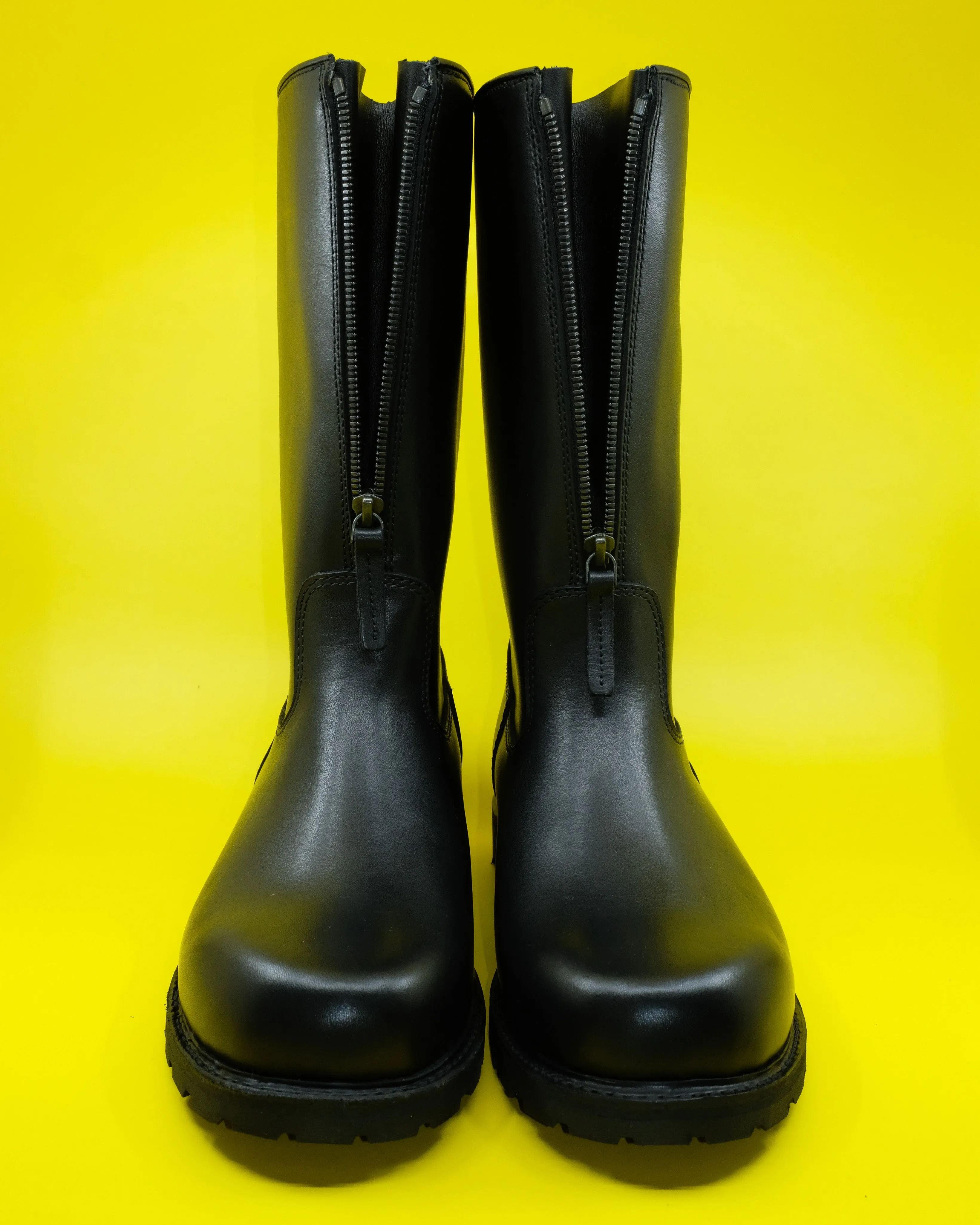 Black Leather Tractor Boots