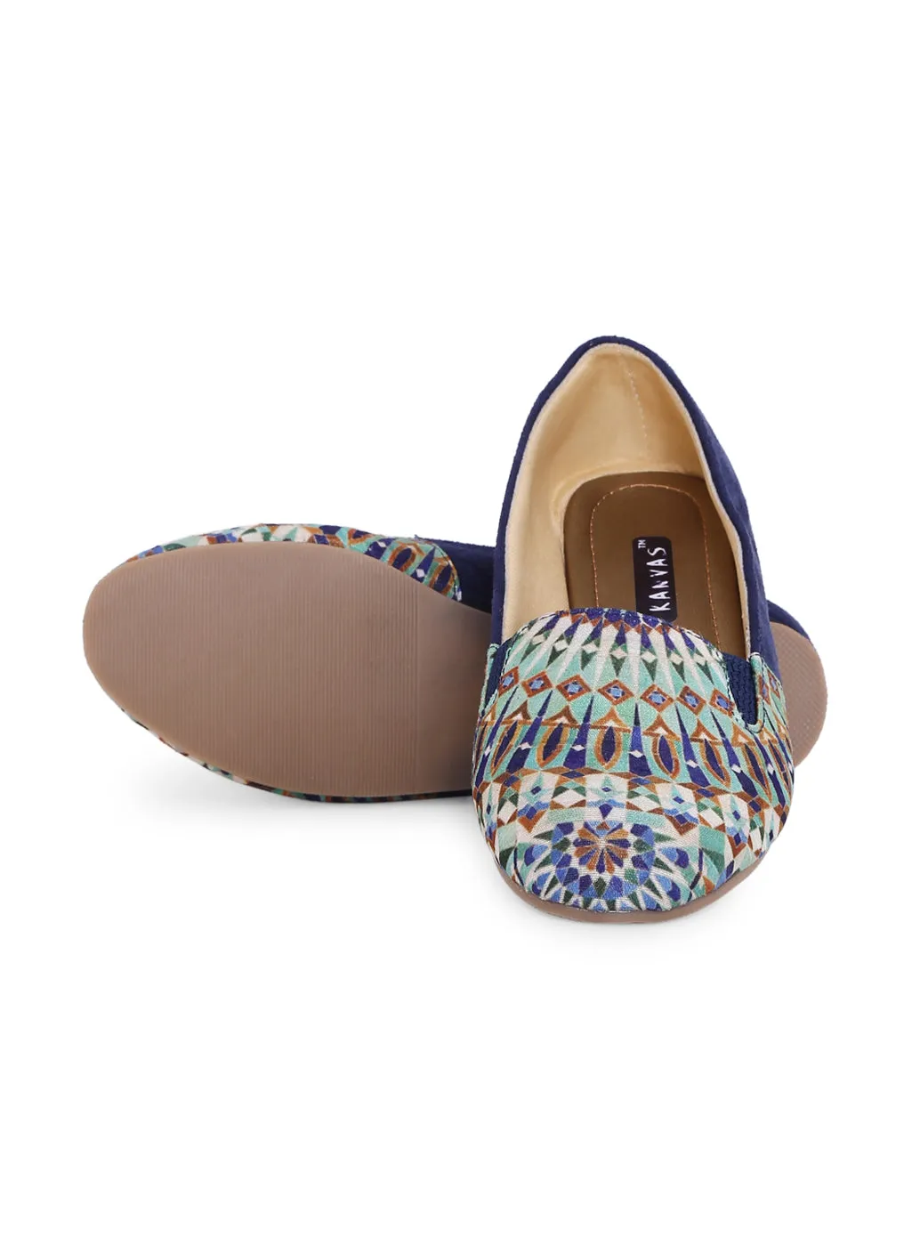 Blue Mughal Art Printed Moccasins