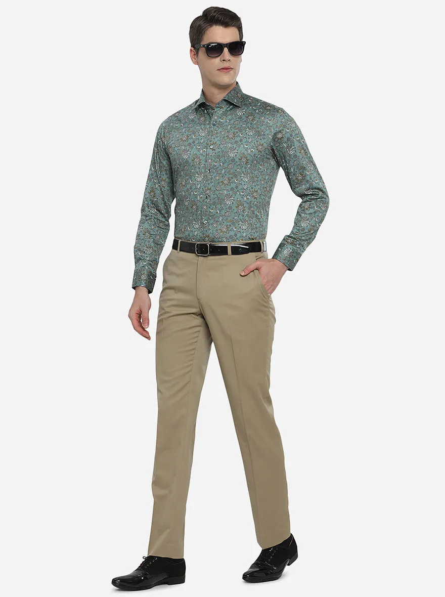 Blue Printed Slim Fit Party Wear Shirt | Wyre