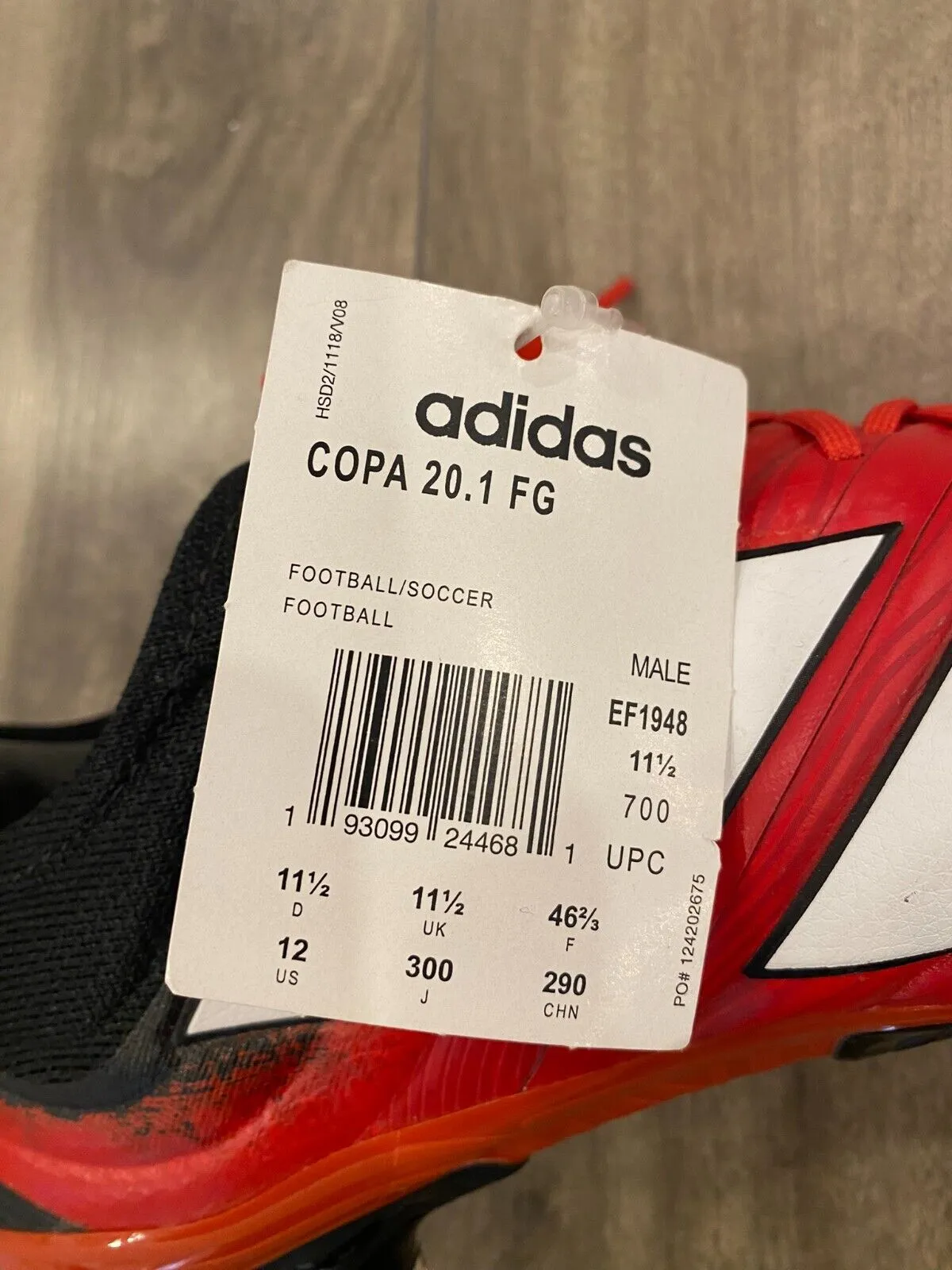 BNWT Adidas Copa 20.1 FG Soccer Cleats Size 12 Red Black EF1948 Football Futbol