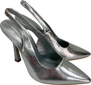 Boohoo Silver High Heel Slingback Shoes EU 38 UK 5