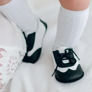 Boys Black & White Wingtip Shoes