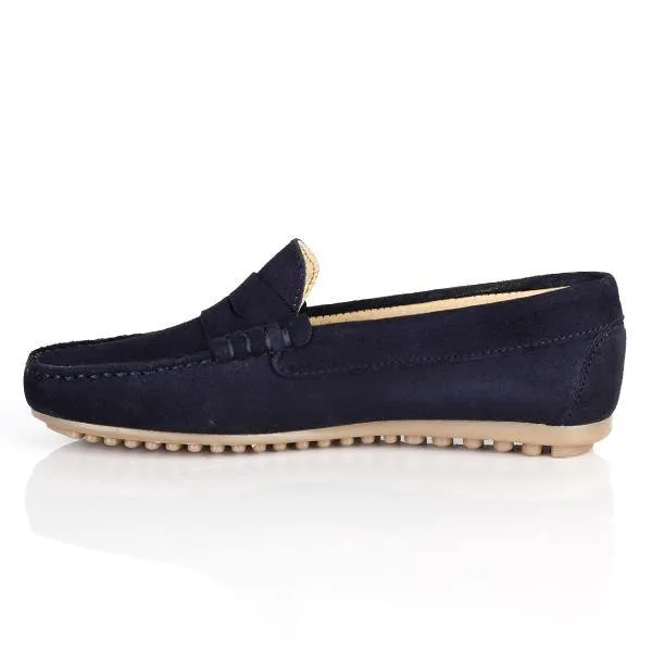 BOYS SUEDE FORMAL MOCCASIN - NAVY BLUE