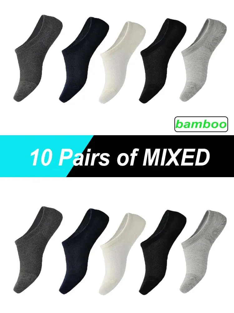 Breathable Bamboo Fiber Short Socks with Silicone Anti-Slip Heel (10Pair)