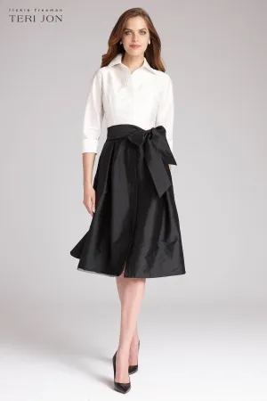 Color Block Taffeta Shirtdress