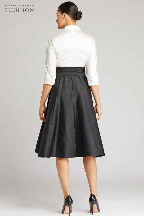 Color Block Taffeta Shirtdress