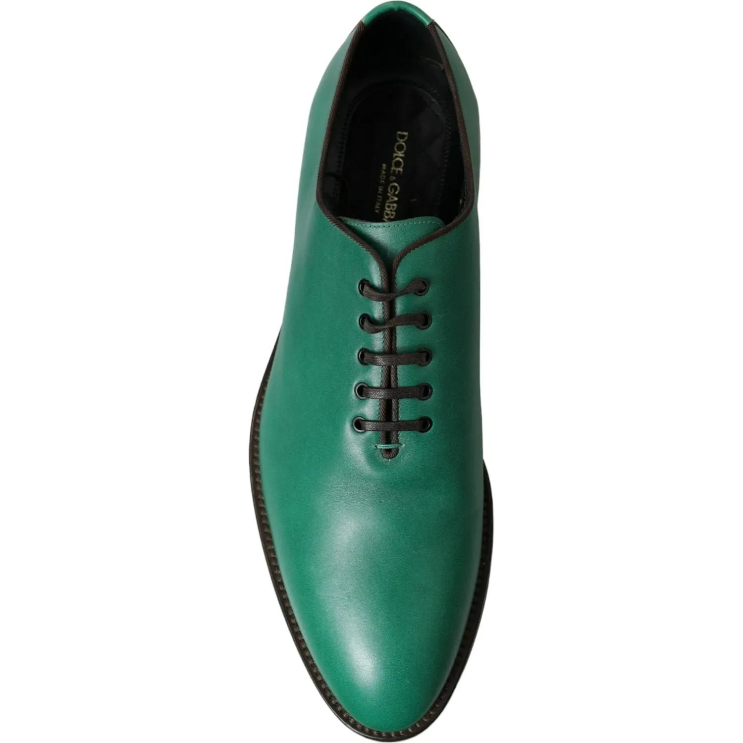 Dolce & Gabbana Elegant Green Leather Oxford Dress Shoes