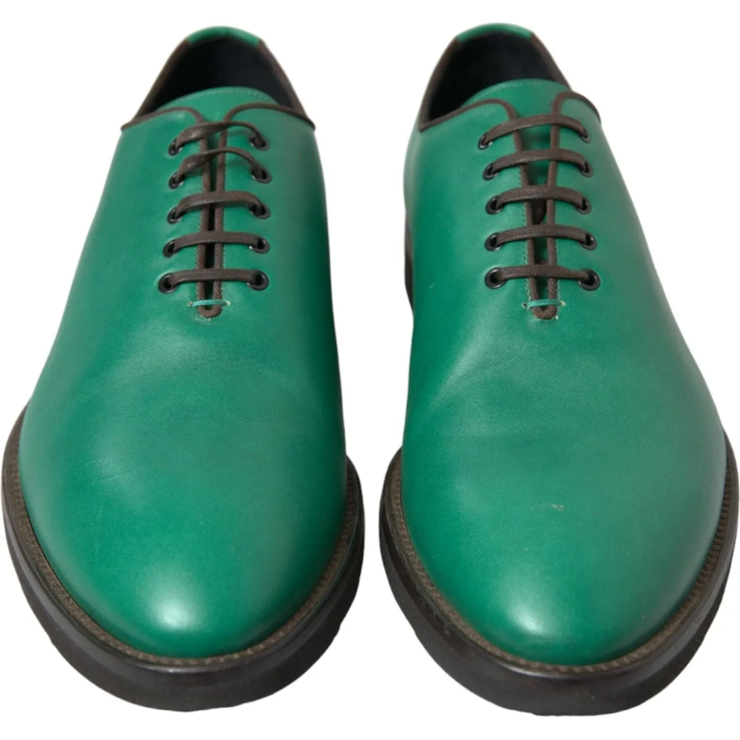 Dolce & Gabbana Elegant Green Leather Oxford Dress Shoes