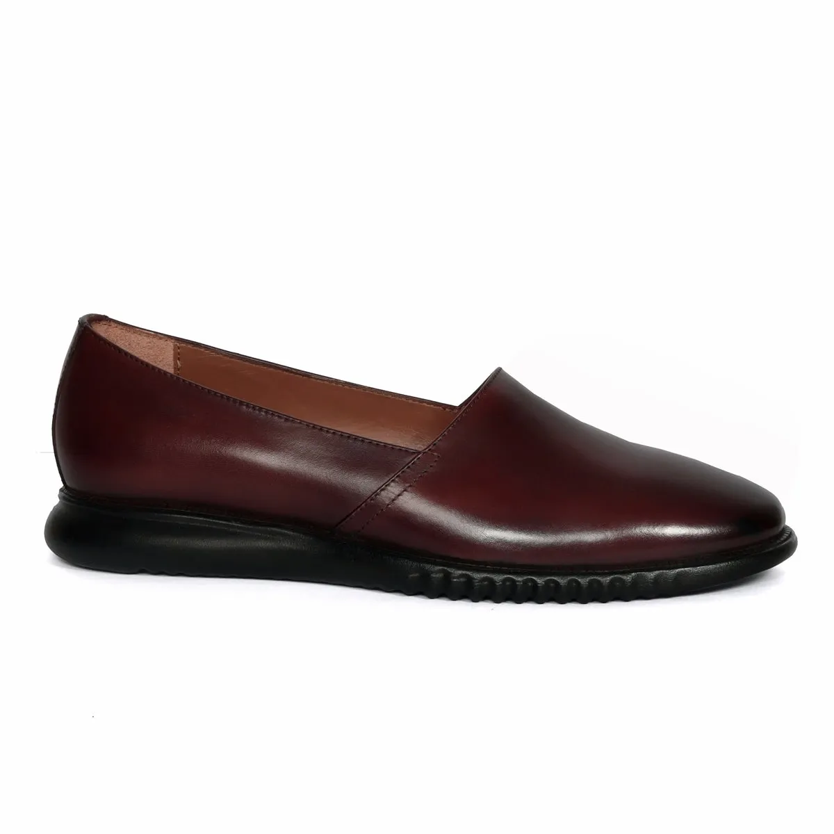 Easy Wear Light Weight Slip-On's Shoes in Dark Brown Genuine Leather