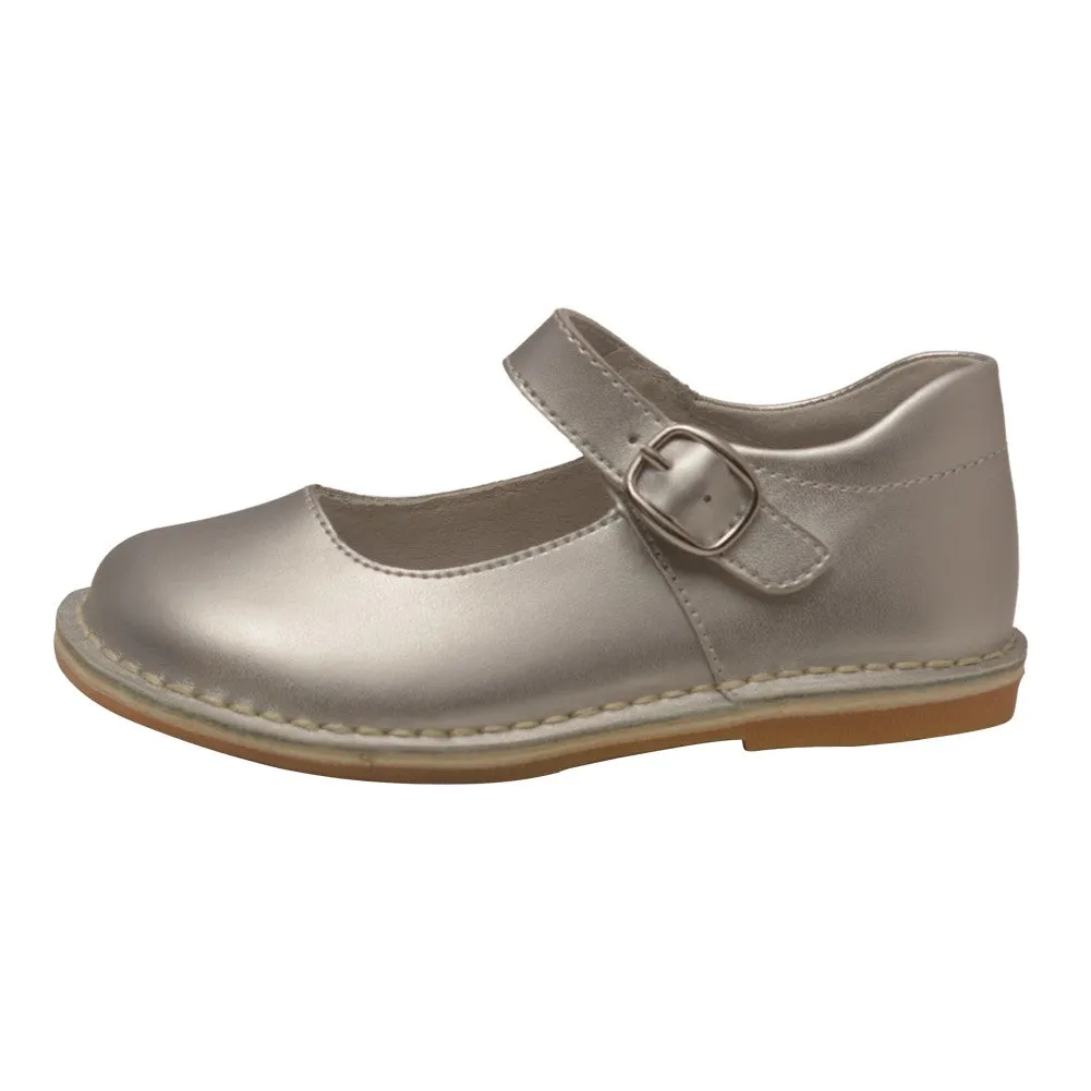 Girls Silver Classic Matte Leather Mary Jane Shoes 4 Baby-10 Toddler