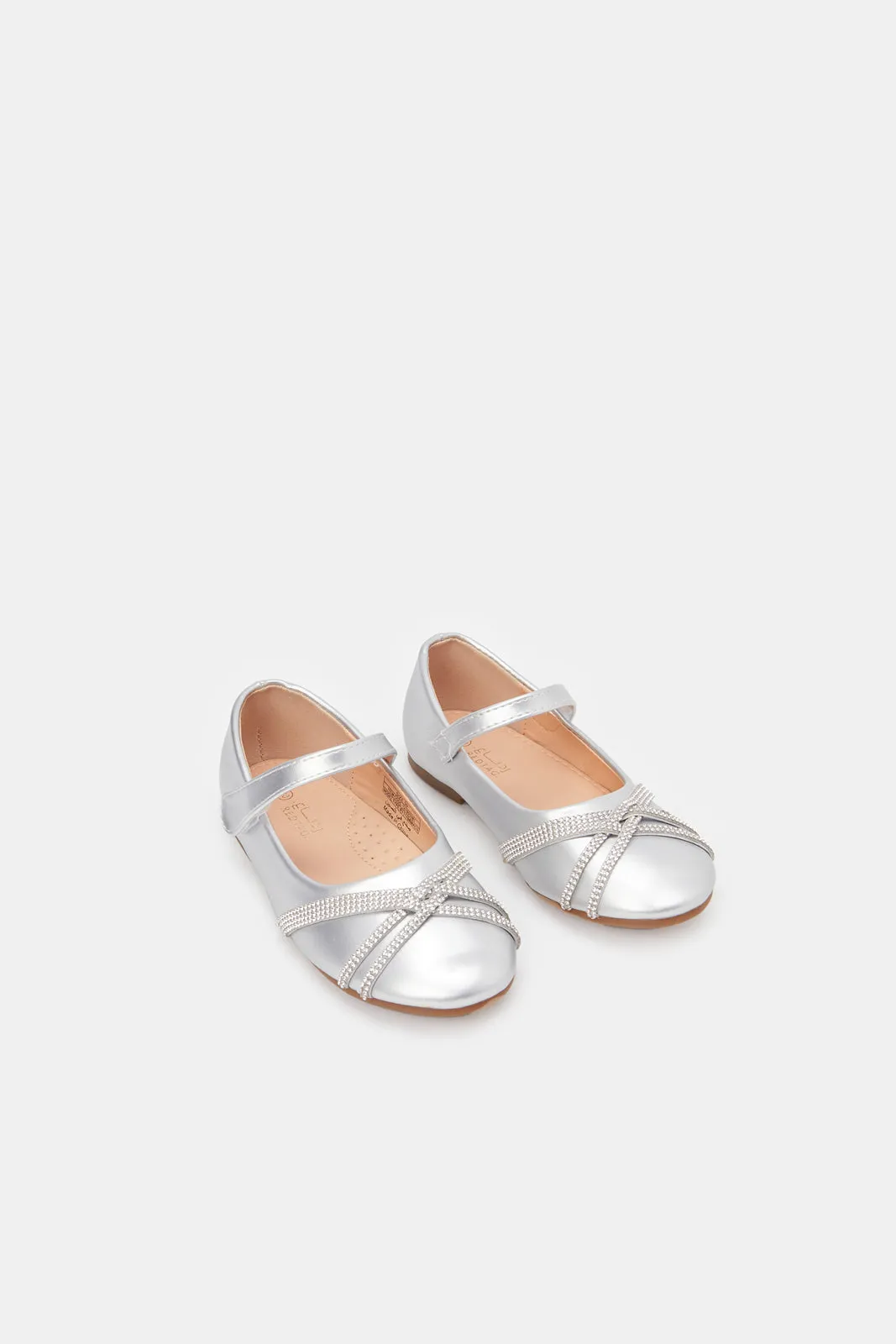 Girls Silver Diamante Ballerina