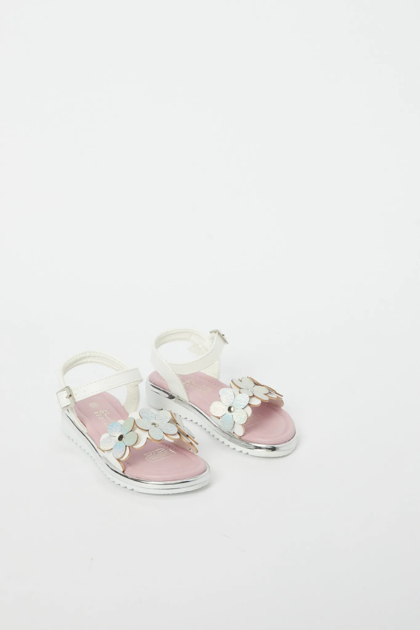 Girls White Floral Detail Sandal