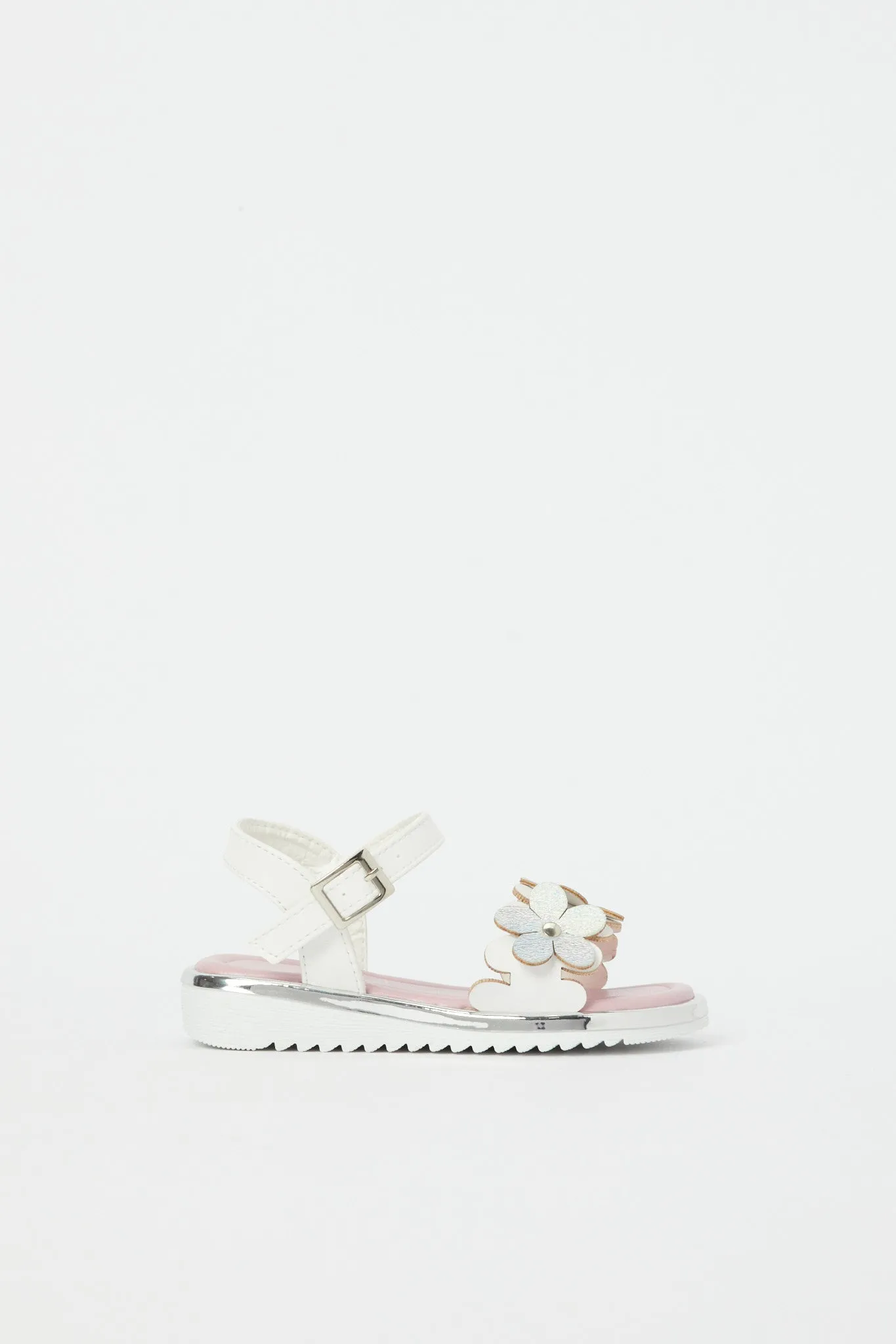 Girls White Floral Detail Sandal