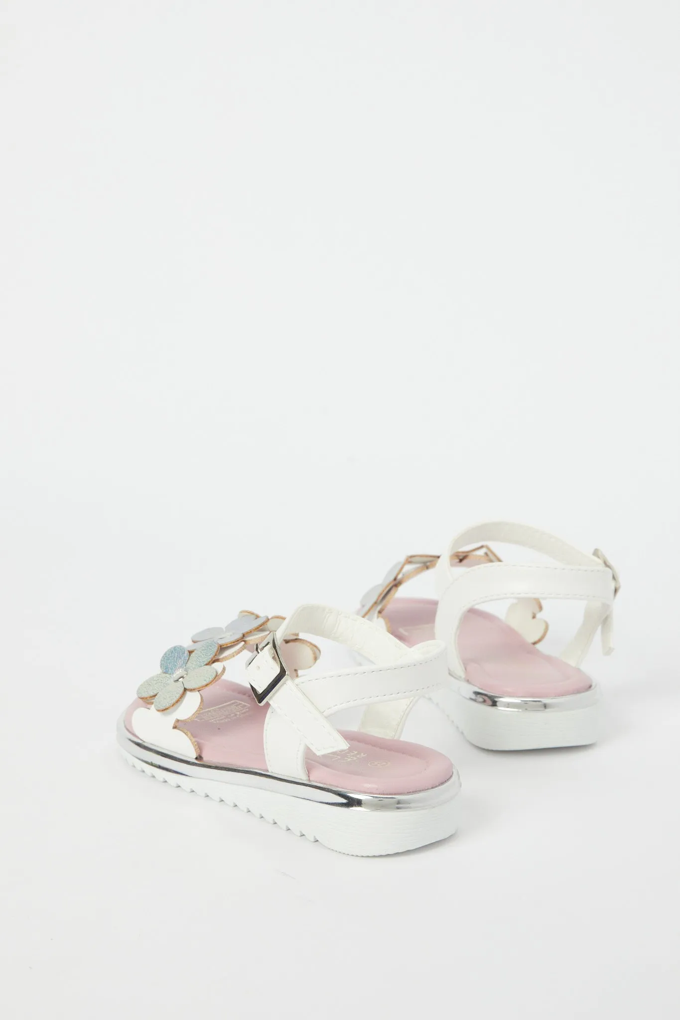 Girls White Floral Detail Sandal