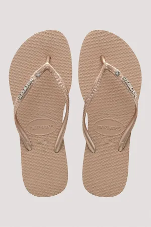 Havaiana Slim Metal Logo Crystal Jandal