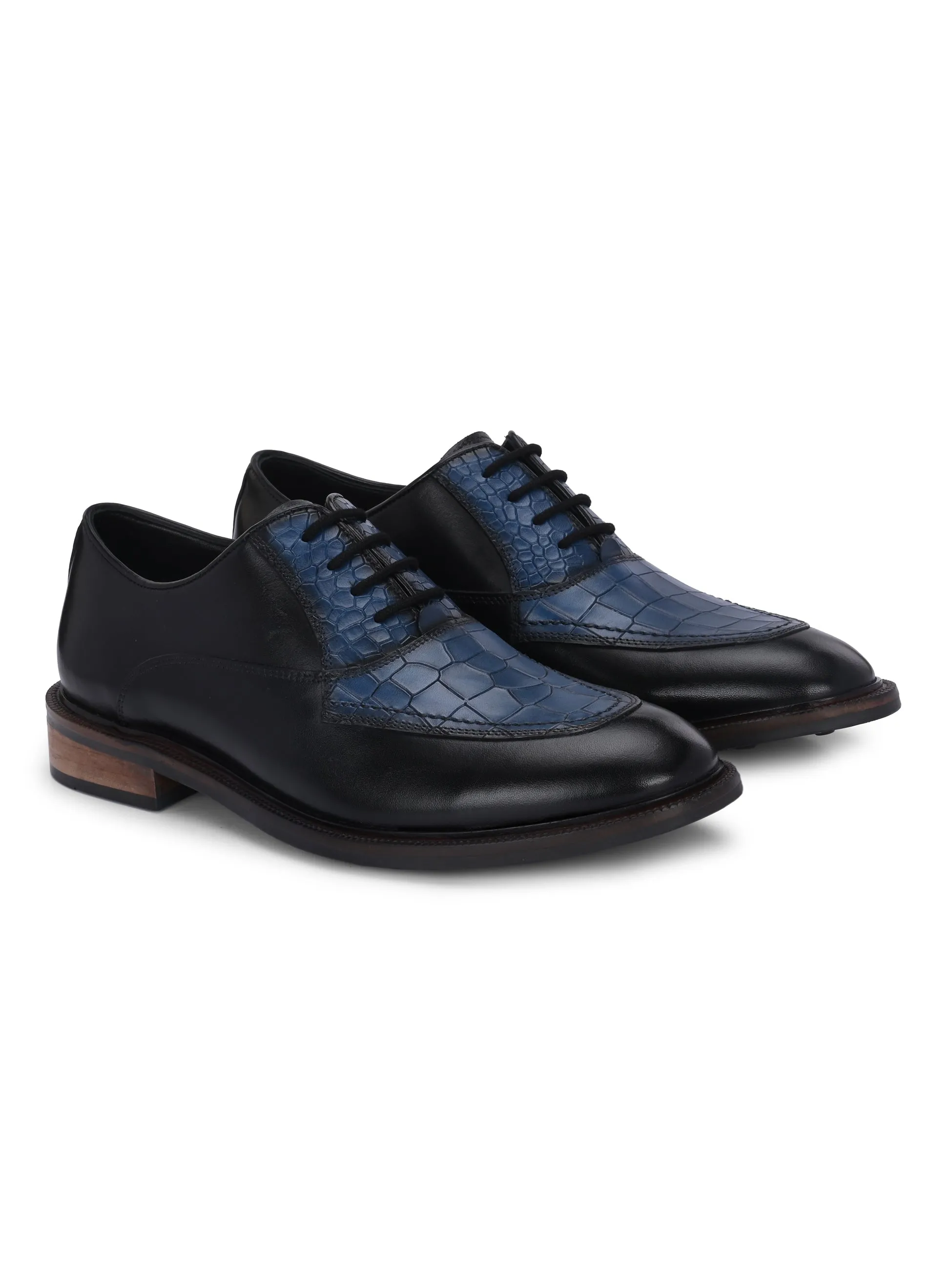 Hitz Men's Black Leather Formal Party Wear Lace Up Shoes