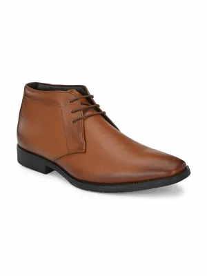 Hitz Men's Tan Synthetic Lace-up Formal Ankle Shoes