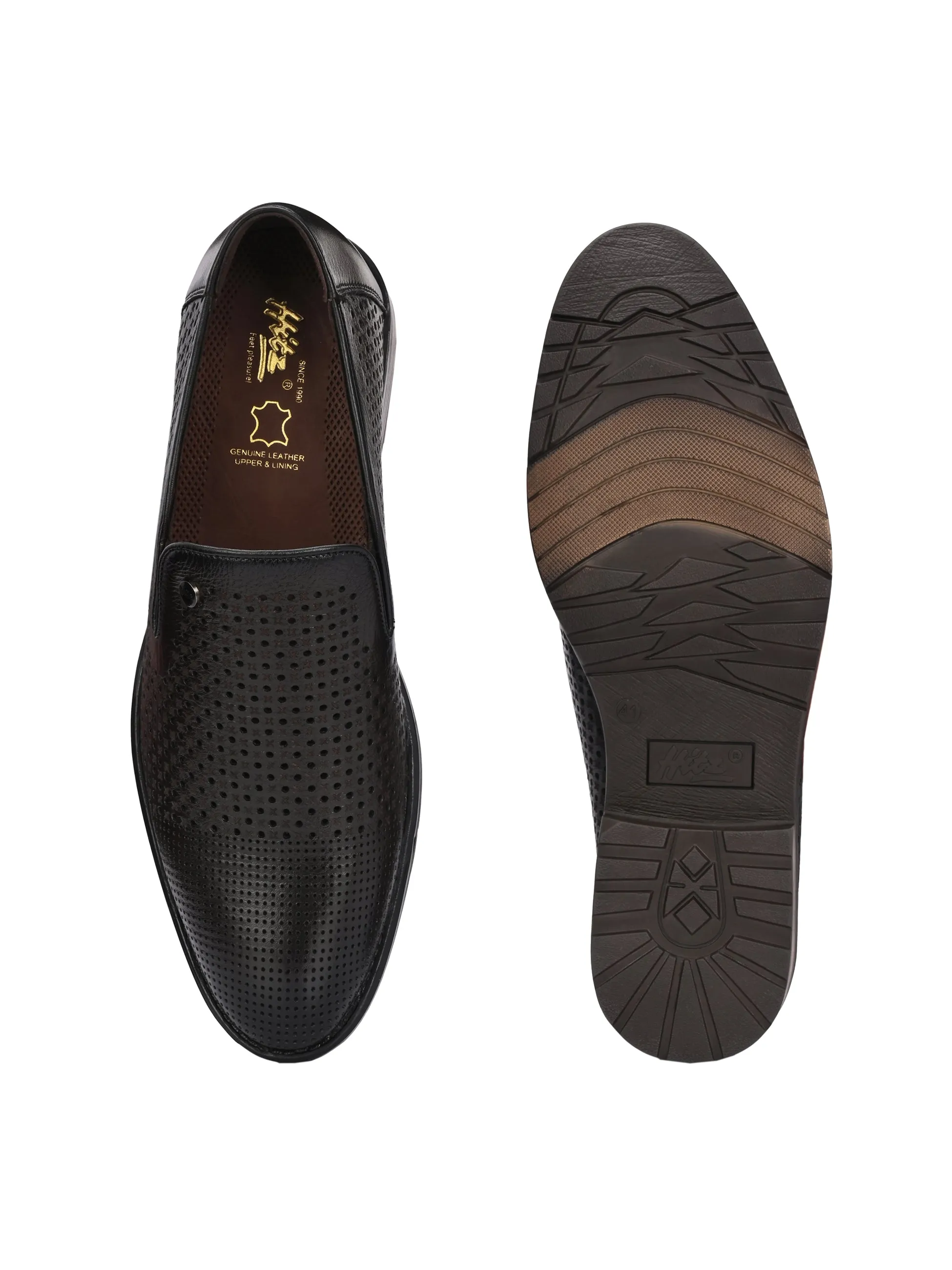 HITZ1681 Men's Brown Leather Party Wear Slip On Shoes