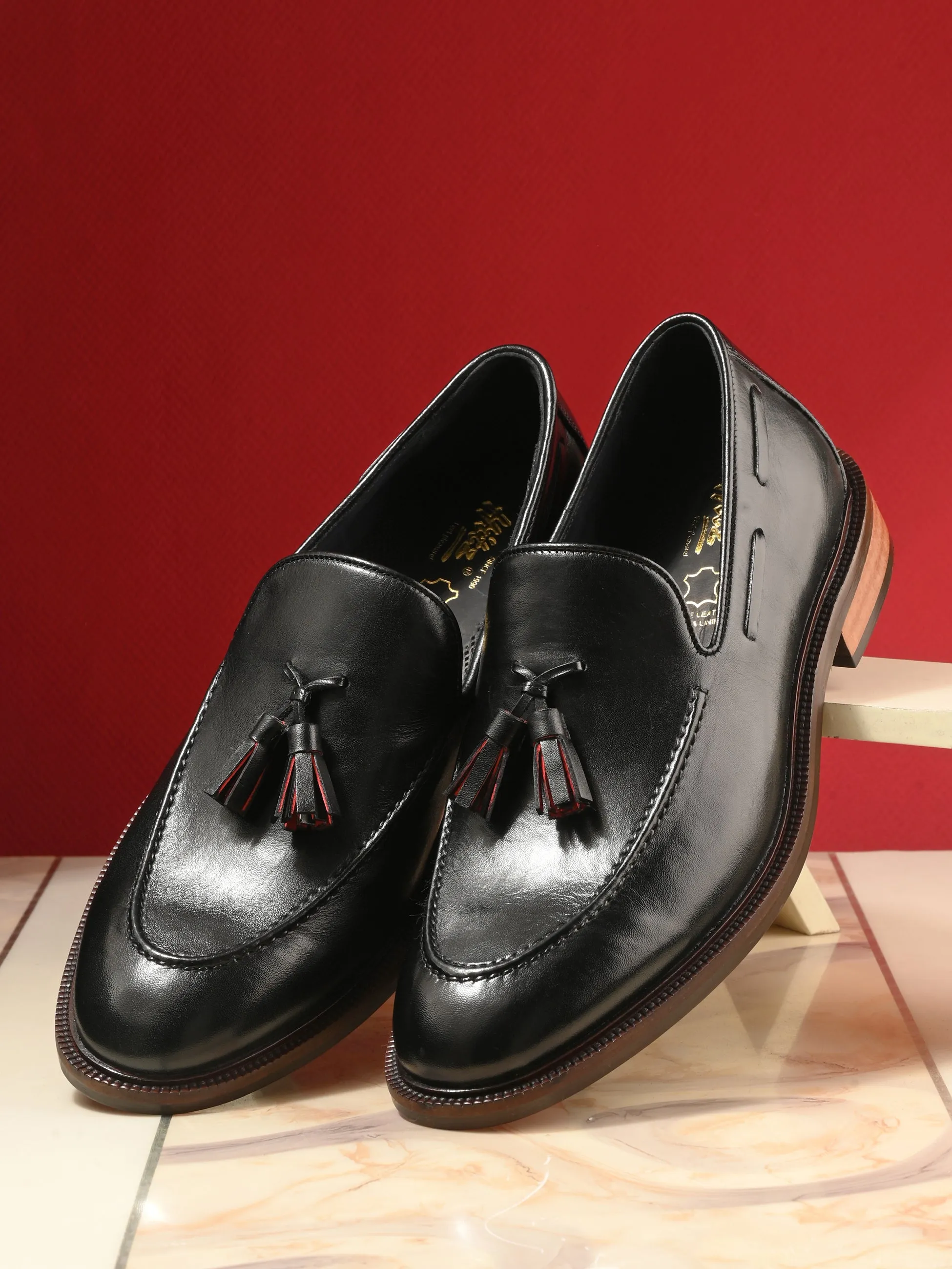 HITZ3151-Men's Black Leather Party Wear Shoes