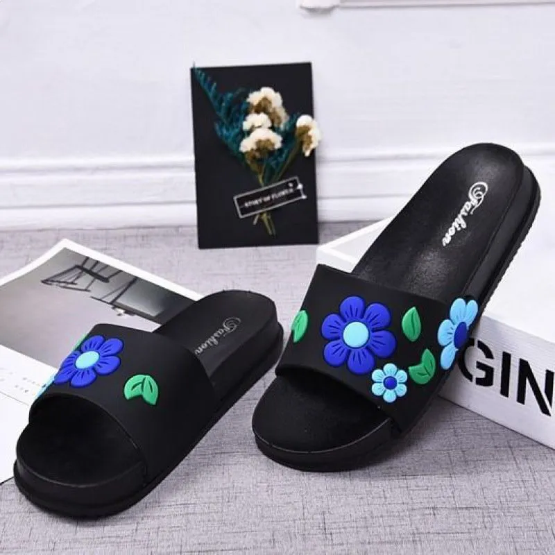 Home Non-slip Indoor Wear-resistant Thick-soled Soft Outer Wear Flower Sandals And Slippers Women