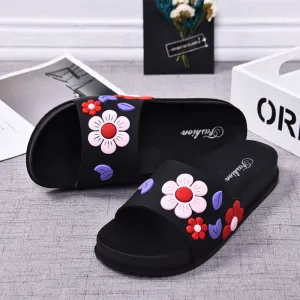 Home Non-slip Indoor Wear-resistant Thick-soled Soft Outer Wear Flower Sandals And Slippers Women