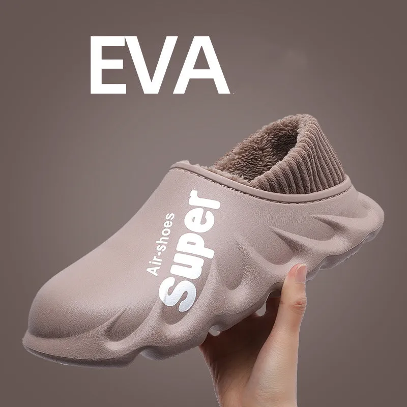 Home Slippers Clogs EVA Waterproof Warm Plush Indoor Shoes Couple Shoes | Brodtica.com